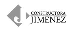 Home 20 Logotipo de Constructora Jiménez con una letra "J" estilizada dentro de un rombo gris y el nombre de la empresa en mayúsculas negras a la derecha.