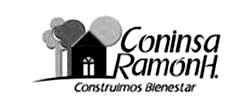 Home 18 Logotipo en blanco y negro con una casa, tres árboles estilizados y el texto "Coninsa Ramón H. Construimos Bienestar.